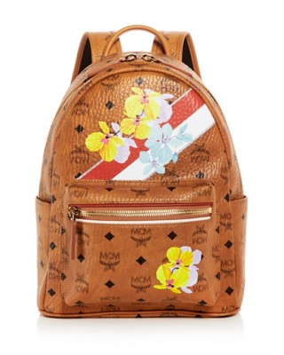NEW MCM $750 Stark Backpack Essential Floral Print,  Cognac Brown