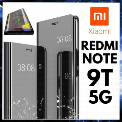 For XIAOMI REDMI NOTE 9T 5G CLEAR VIEW FLIP CASE SMART BOOK MIRROR LUXURY STAND