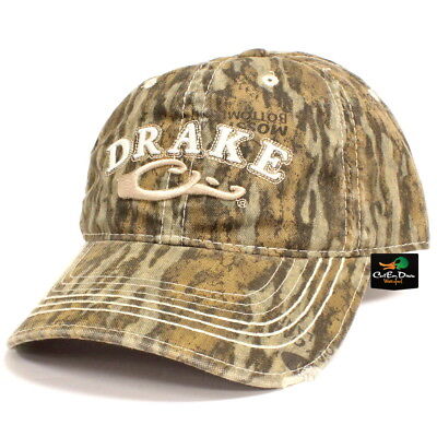 DRAKE WATERFOWL CAMO COTTON BALL CAP HAT RAISED LOGO BOTTOMLAND CAMO