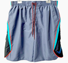 Nike Board Shorts Swim Trunks XL POCKETS Big Swoosh Logo Gray Teal Retro Y2K 90s