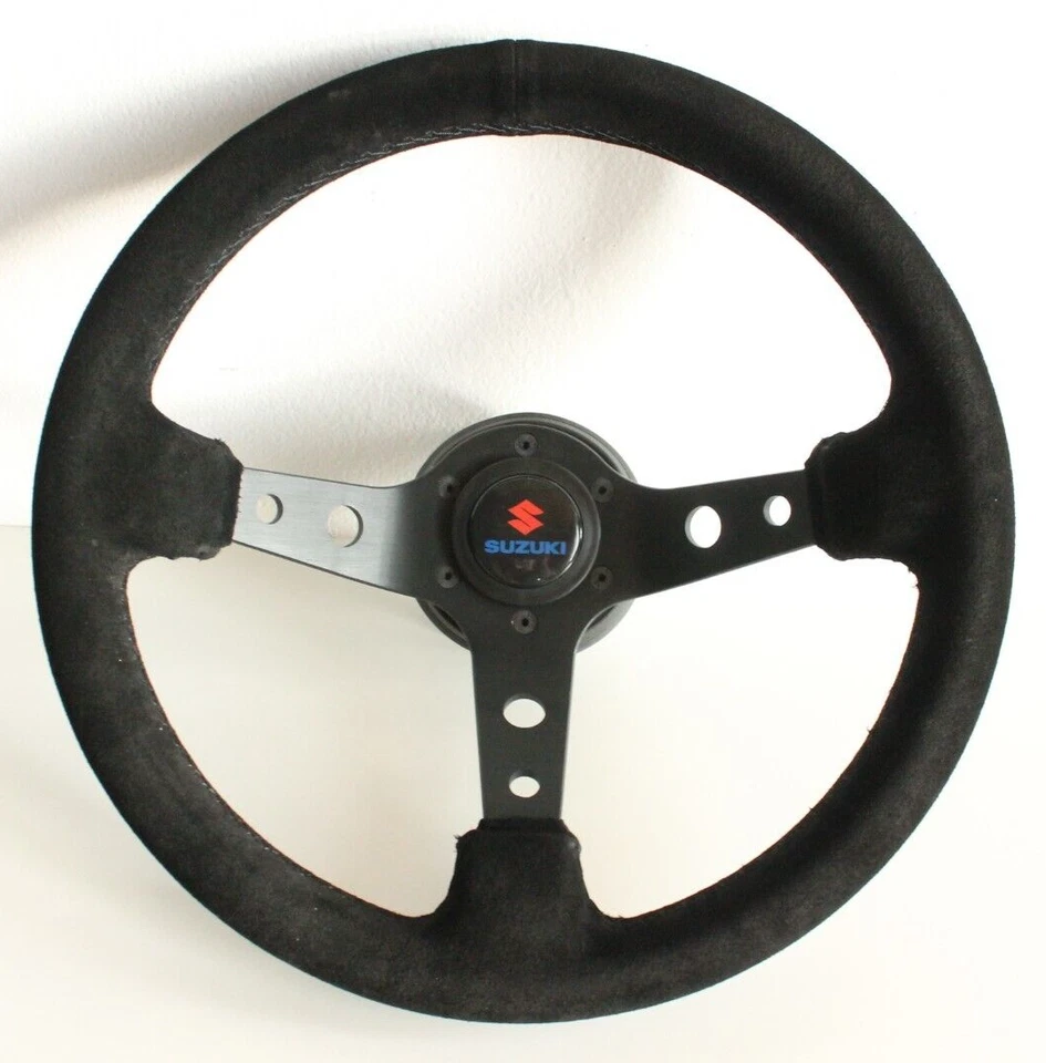 Volante adecuado para SUZUKI SAMURAI Sidekick gamuza cuero plato profundo Foto 2 de 4