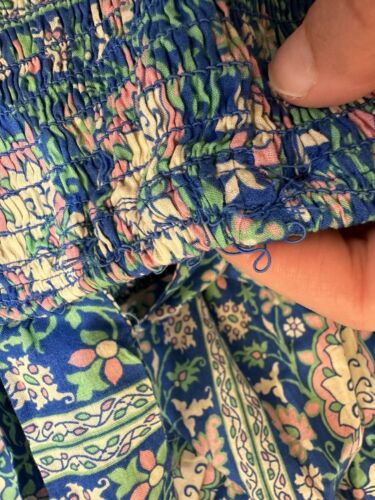 Zara Blue Pink Green Embroidered Broderie Anglaise Pom Pom Maxi Dress M Tiered - Picture 16 of 19