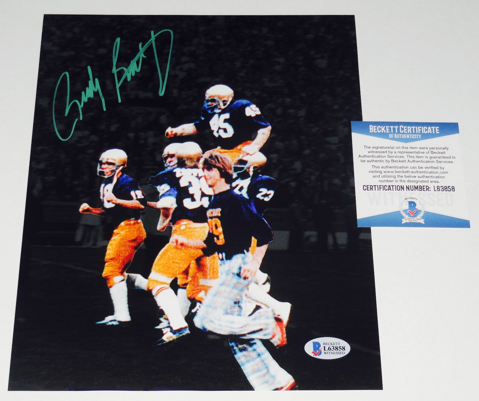 RUDY RUETTIGER AUTOGRAPHED 8X10 COLOR PHOTO (NOTRE DAME) - BECKETT COA! 