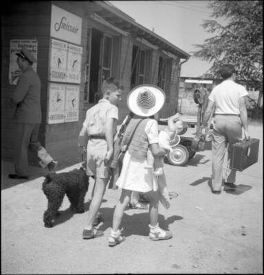 People at Geneva International Airport 1949 Old Historic Photo