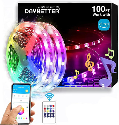 RGB Led Light Strips Kit Compatible with Alexa and Google