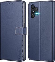 Leder HandyhüLle Samsung Galaxy A13 4G Blau Kartenschlitz Magnetverschluss
