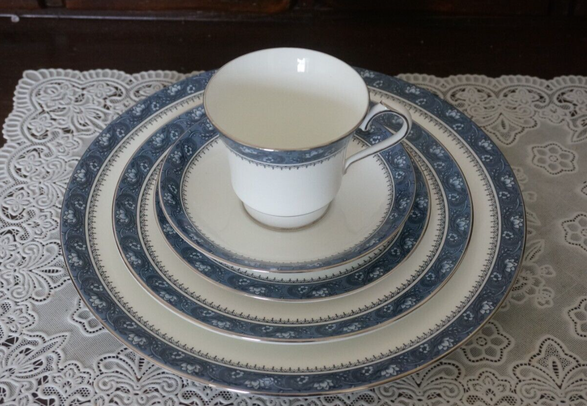 VINTAGE Aynsley Bone China Blue Mist PC Place Settings, England