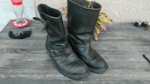 Vintage 80s SEARS KU Engineer Boots Black Leather Motorcycle 8.5E RARE 86506-767