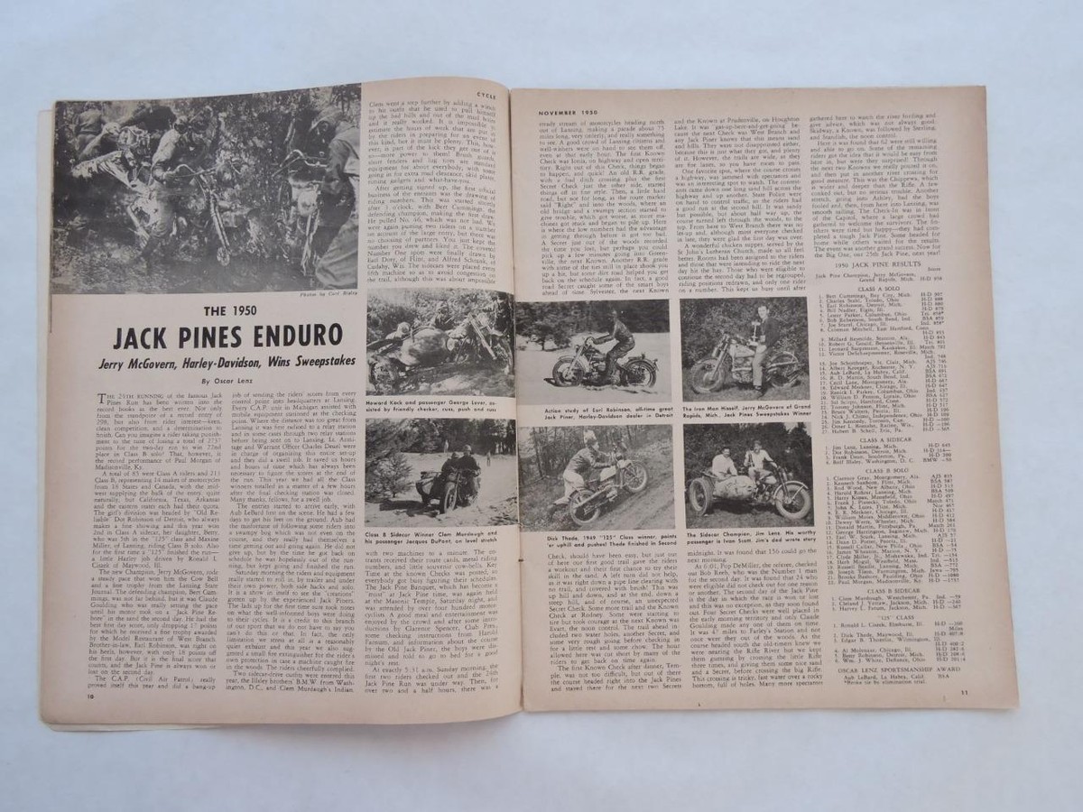 Cycle Magazine November 1950 BSA Golden Flash Indian Brave H-D 74 