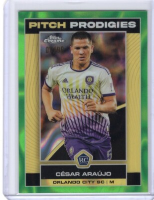 2023 Topps Chrome MLS Cesar Araujo Pitch Prodigies Green /99 Orlando City Rookie