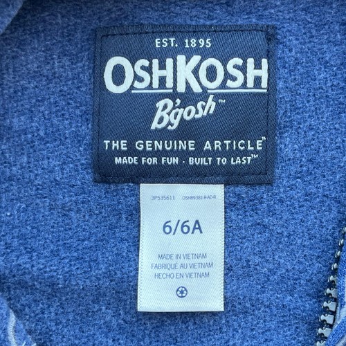 OSHKOSH BGOSH FULL ZIP HOODIE Boy’s Blue Ultra Soft sz 6/6A - Picture 4 of 8