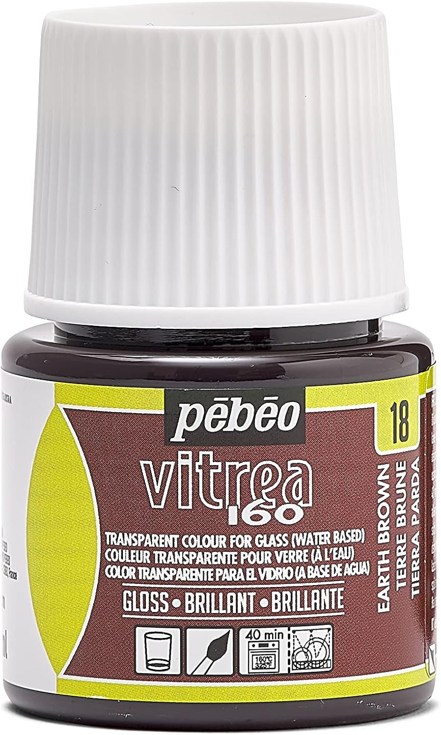 Pebeo Vitrea 160, Glossy Glass Paint, 45 Ml Bottle - Earth Brown
