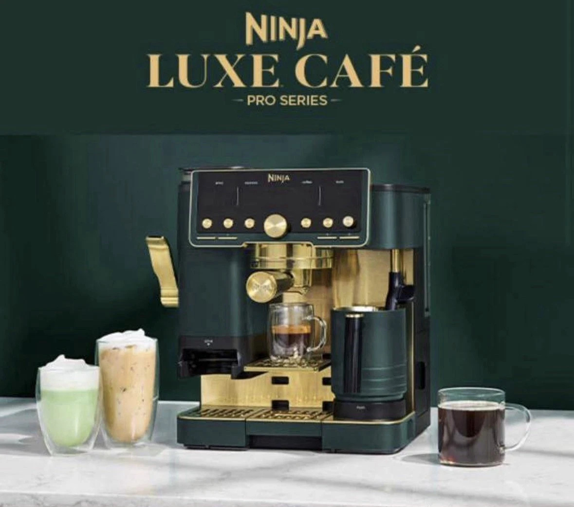 Ninja Luxe Caf&eacute; Pro 4-in-1 Espresso, Coffee, Cold Brew, Hot Water-Emerald & Gold