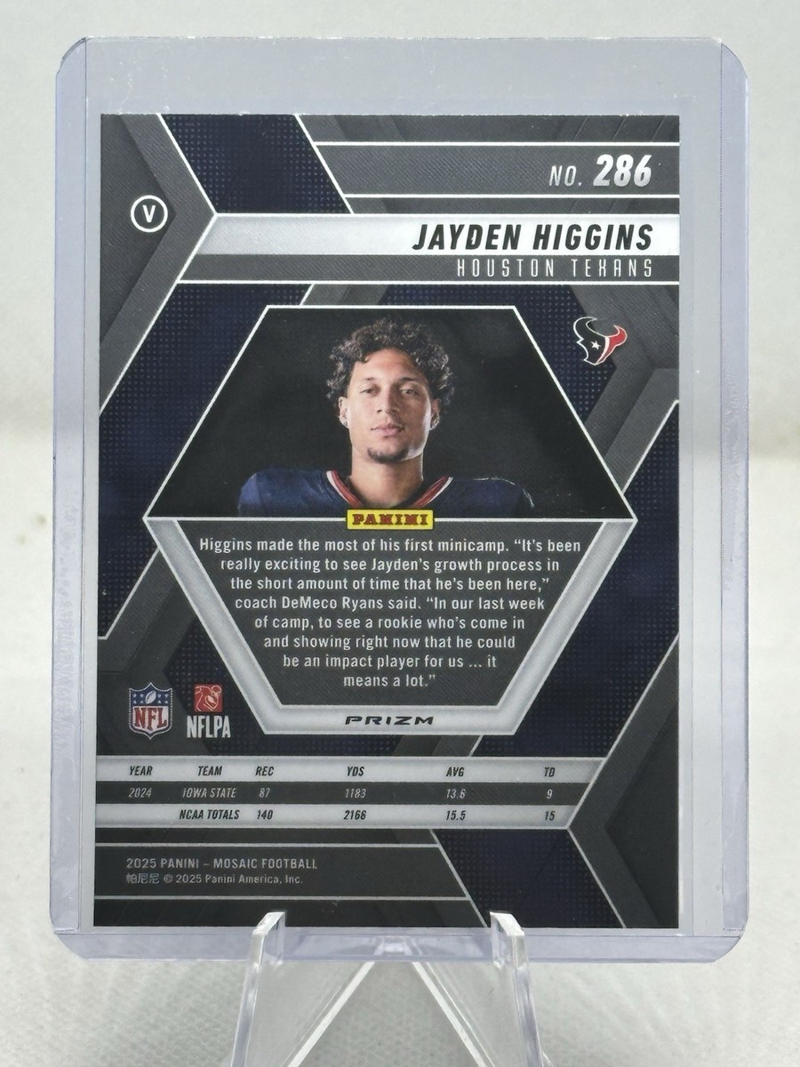 2025 Panini Mosaic Jayden Higgins RC #286 Rookie Variation Silver