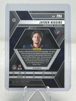 2025 Panini Mosaic Jayden Higgins RC #286 Rookie Variation Silver
