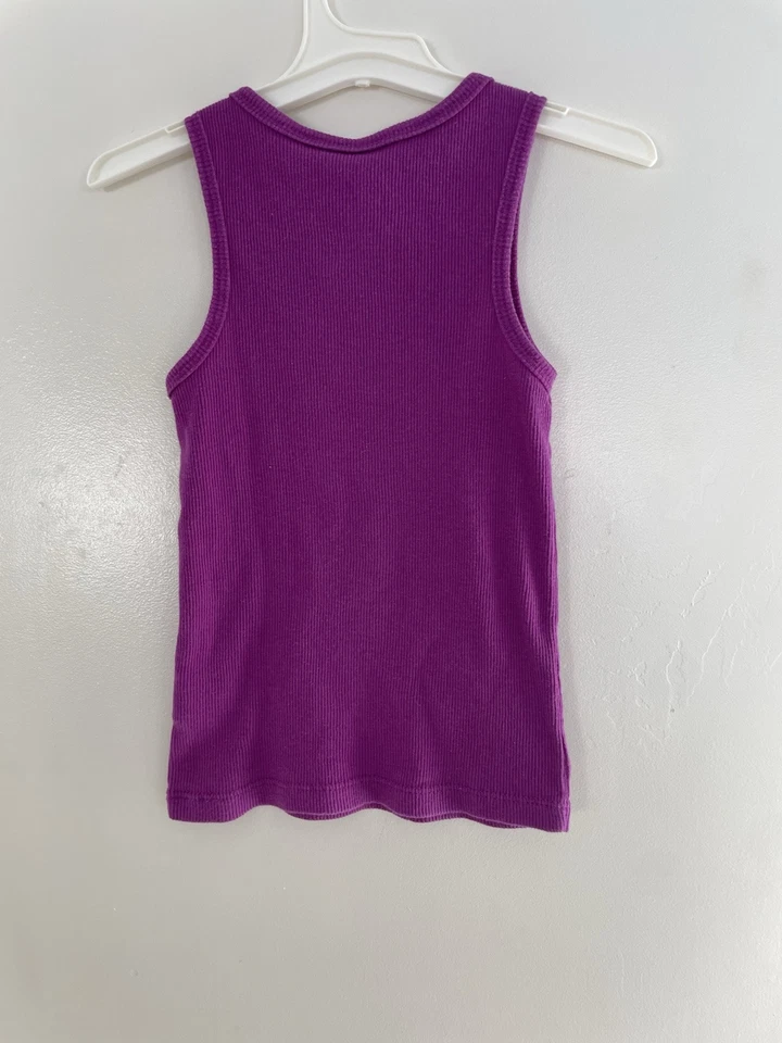 Faded Glory Kids Girls Solid Dark Fuchsia Cotton Rib-Knit Sleeveless Tank Top XS - Image 3 of 4