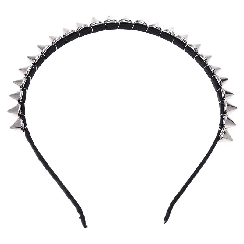 NEW studs elastic silver and  black headband Headband STUDDED Silver Toned Wide Headband Dramatic  main image 4