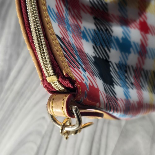 Dooney Bourke Chatham White Bright Plaid Domed Satchel Top Handles Shoulder - Picture 6 of 11