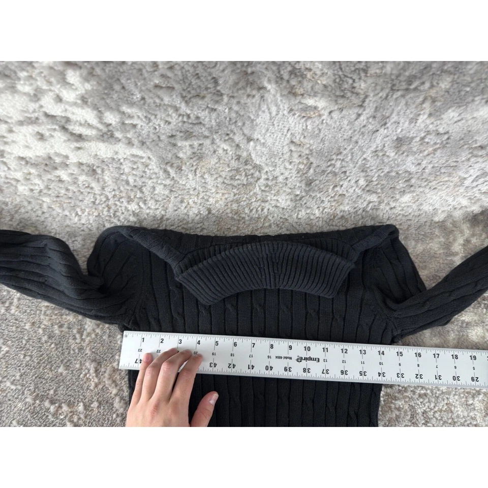 Suéter Liz Claiborne Liz & Co Talla S Tejido con Cable Acanalado Cuello Simulado Negro Foto 4 de 4