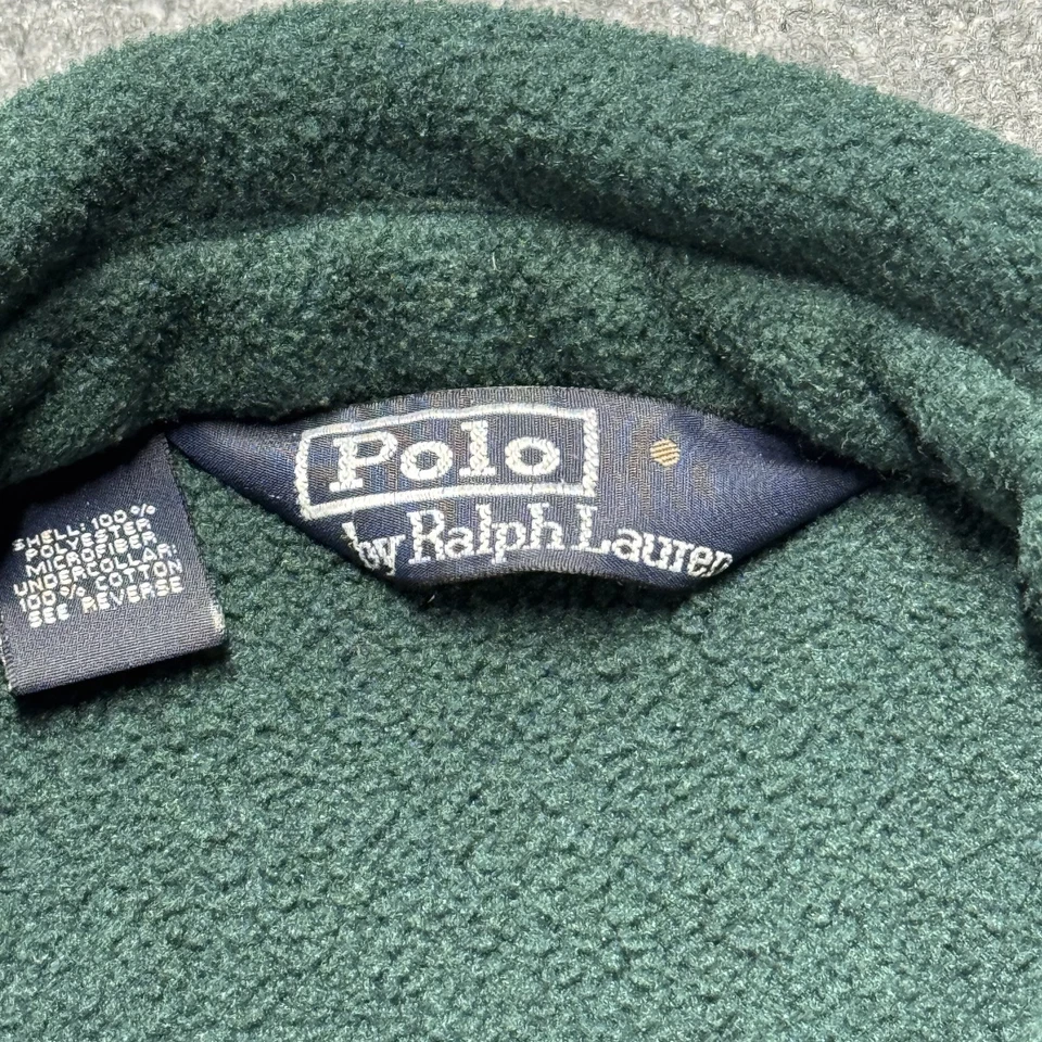 Vintage 90s Polo Ralph Lauren Fleece Jacket Men Small Green Full Zip USA - Image 4 of 4