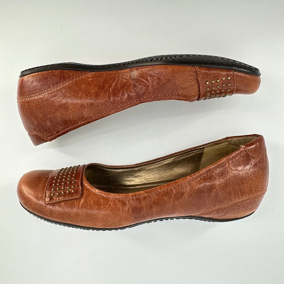 Zapatos planos de ballet ECCO de cuero marrón con tachuelas para mujer talla 39 EU US 8,5 Heritage Foto 3 de 4