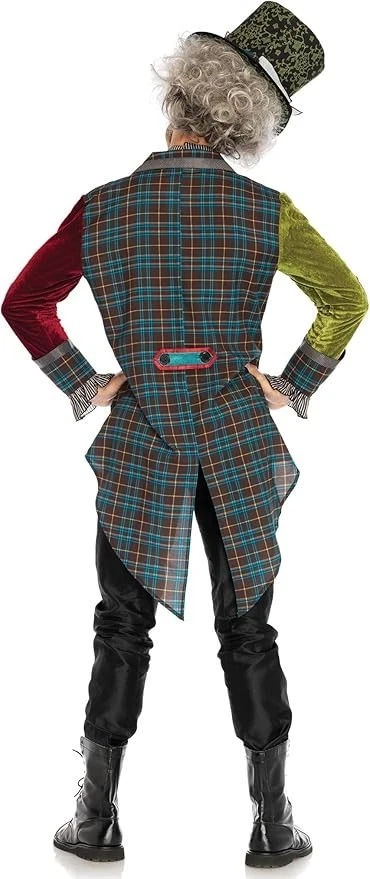 Leg Avenue Men's 3 Pc Deluxe Mad Hatter Costume Men L Jacket Hat Neckpiece - Image 3 of 4