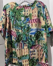 100% Silk Vintage Greece Italy Vacation Top