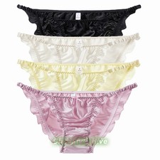 4 Pairs/lot 100 Pure Silk Women's String Bikini Panties Size M L XL 2XL Briefs
