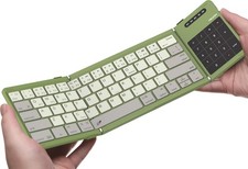 Bluetooth 5.0 Foldable Keyboard with Trackpad Numpad, Full-Size Travel Port...