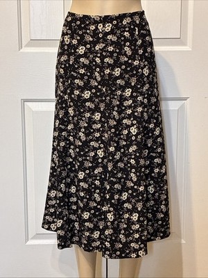 Christopher And Banks Women s Skirt Black With Browns Floral Pattern Size 8 (mc)