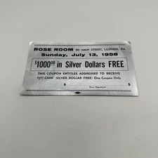 Vintage 1958 Silver Coupon Voucher Luzerne Pa Silver Dollars Luzerne County
