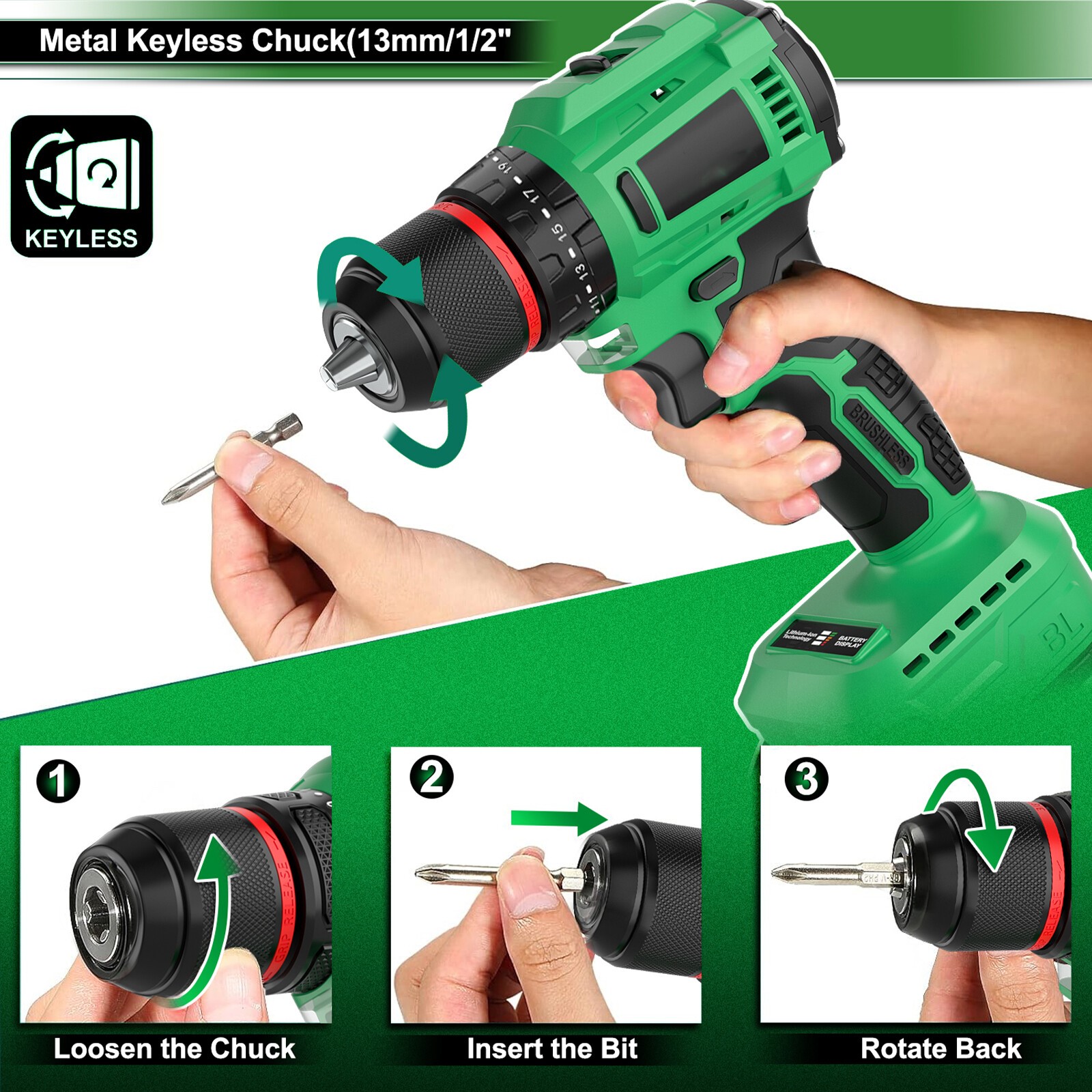 Set Avvitatore a Batteria 20V Trapano Avvitatore a Percussione per Avvitatore e Trapano Con 2 Batterie5L foto 2