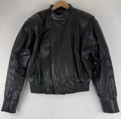VTG Street Legal Black Leather Motorcycle Jacket Men s 40 Lined Moto Racing