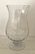 Image of X Large Clear Glass Pedastal Hurricane Vase Hand Made with Ripple H 30 cm