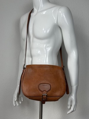 Prada Light Brown Vitello Leather Messenger Crossbody Bag Italy