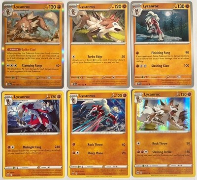 Lycanroc Pokemon TCG Collection From 6 Different Art/Set English Cards Holo NM