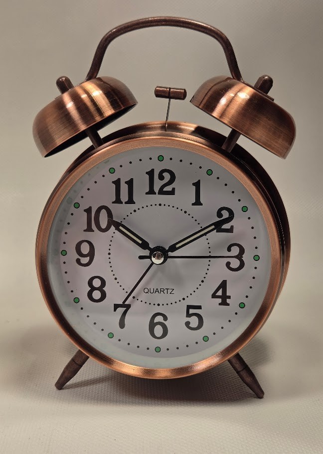 Retro New Copper-finish Twin Bell Analog Quartz Alarm Clock (R7)