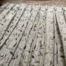 Bespoke Embroidered Curtains Dunelm Pinch Pleat PAIR Green Floral Wide Heavy MTM