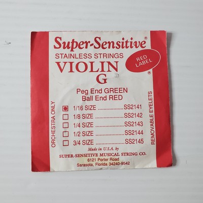 Super Sensitive Red Label Violin G String 1/16th Size Stainless Steel SS2141
