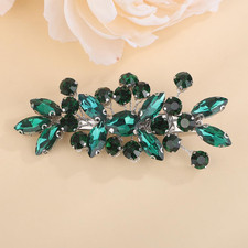 Teardrop Crystal Rhinestone Hair Clips Women Wedding Rhinestone peacock green