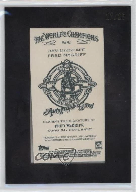 2024 Topps Allen & Ginter Mini Baseball Black Frame /25 Fred McGriff Auto HOF - Image 2 of 2