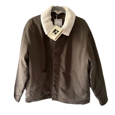 Frank And Oak "The Aviator Jacket" Men's LARGE Brown Removable Sherpa Collar NEW