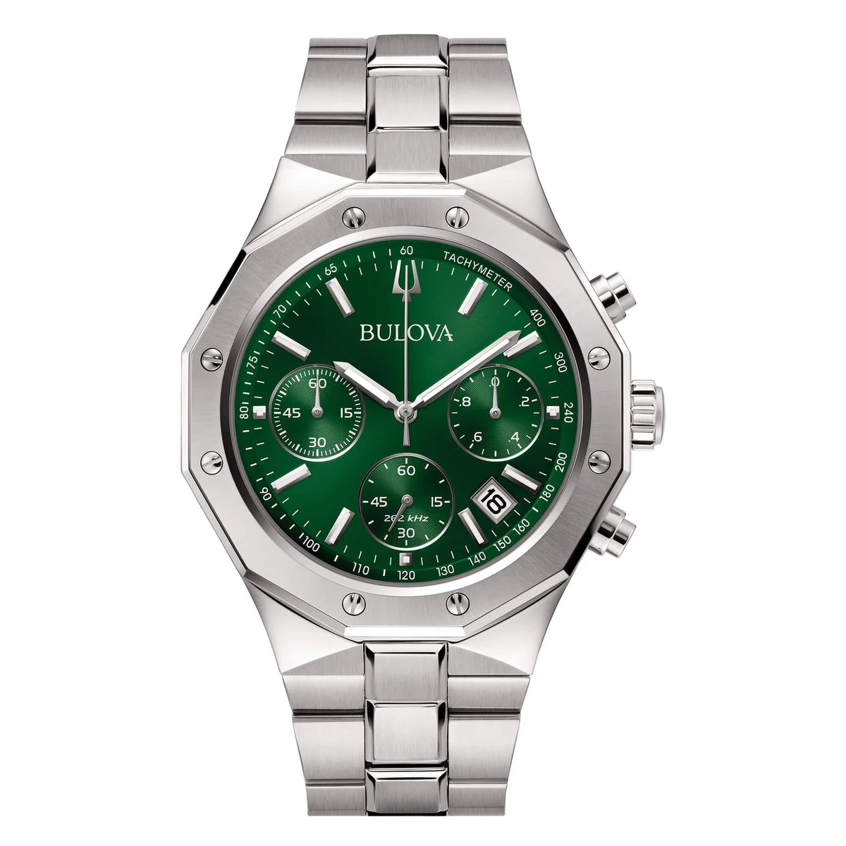 Bulova Orologio Uomo Cronografo Al Quarzo 98B355 - Cinturino In Pelle, Cassa 44mm, Argento, Grigio - 3 ATM, Garanzia 2 Anni