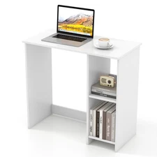 Home Office Study Writing Desk 31.5" Small Computer Desk with 2 Compartments