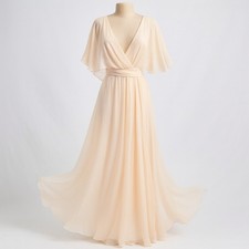 ModCloth Maxi Dress Gown Pastel Romantic Event Peach Formal Flutter Fairy M NEW
