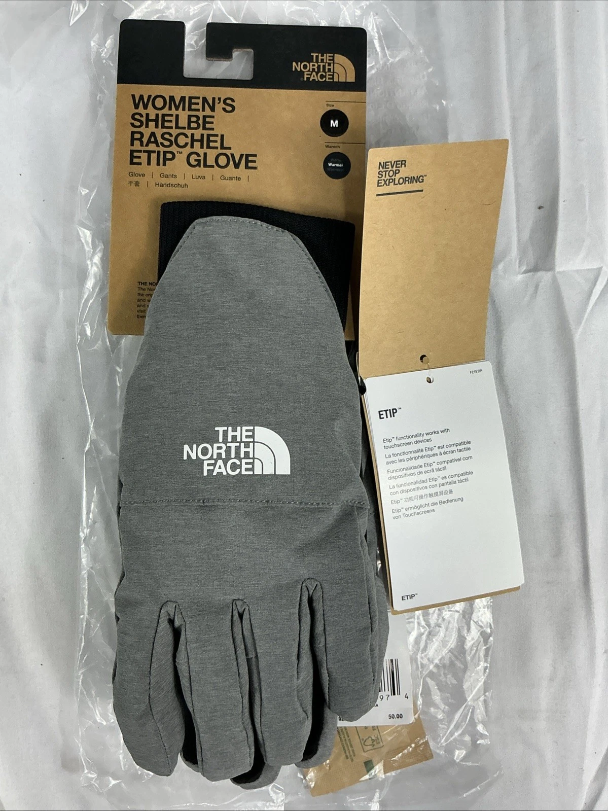 The North Face Women's Med Gray & Black Shelbe Raschel Etip Gloves NWT