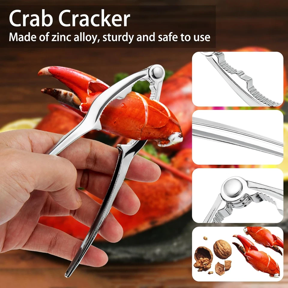 Seafood Cracker Tool Set 9 Pcs: Crab Crackers, Lobster Sheller, Forks & Scissors - Image 3 of 4