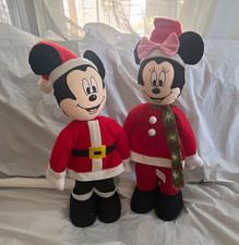Disney Mickey Minnie Santa Christmas Plush Set of 2 Large