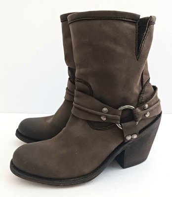 Independent Boot Co Brown Leather Harness Strap Moto Ankle Boot Made Mexico 6.5