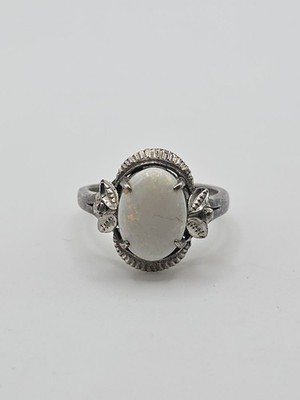 Vintage Sterling Silver 925 White Opal Ring Size 6.5